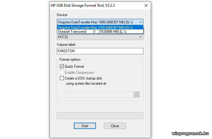 HP USB Disk Storage Format Tool