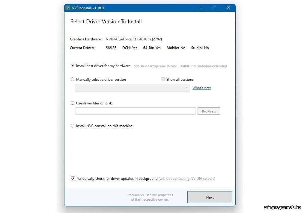 NVCleanstall ingyenes magyar letöltés Windows 64-bit