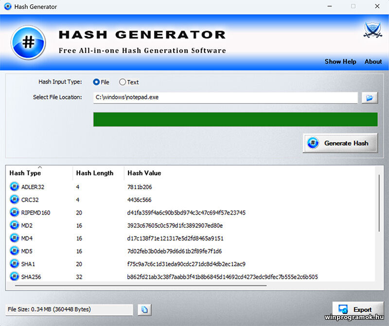 Hash Generator 9.0 ingyenes magyar letöltés Windows 64-bit